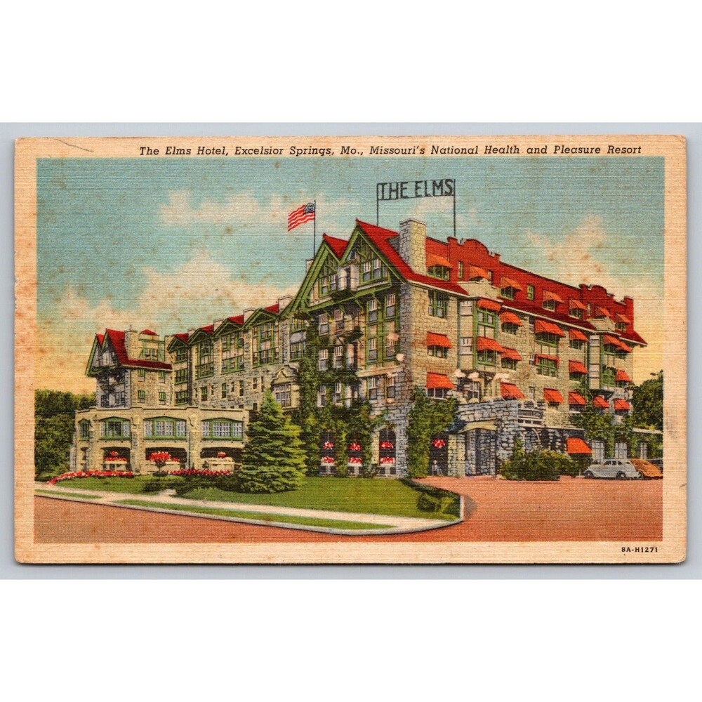 Linen Postcard The Elms Hotel Excelsior Springs Missouri MO Health Resort 1940s